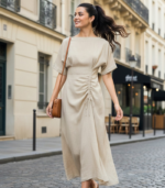 Cotton Drawstring Midi Dress