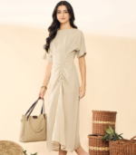 Cotton Drawstring Midi Dress - Image 3