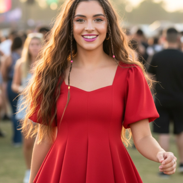 Stretchable Puff Sleeves Peplum Top