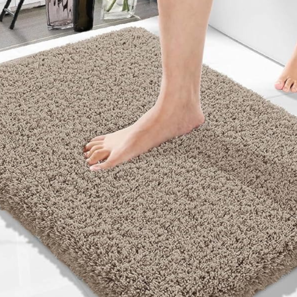 Solimo Premium Anti-Slip Microfibre Bathmat - 60cm x 40cm, Light Taupe